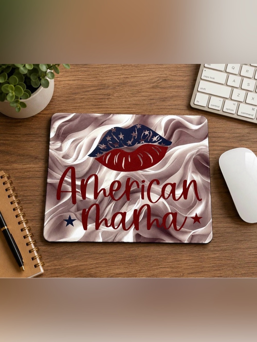 NWT American Mama Patriotic Mousepad | Sublimated Neoprene Desk Pad | USA Lips
